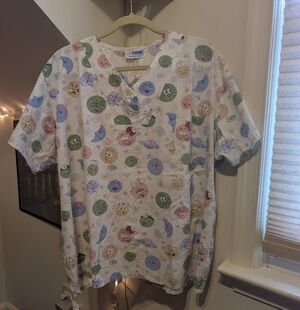 Smart Scrubs White Emoji Print Top